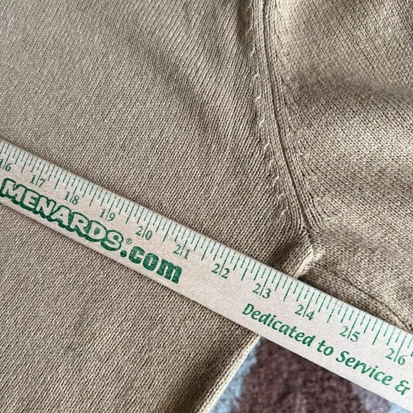 Vintage Eddie Bauer tan lambswool knit crewneck wool sweater preppy size L - Picture 7 of 8